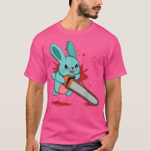T-shirt Cute Bad Evil Bunny Scary Saw Rabbit Egg Happy Eas