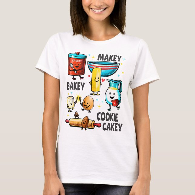 T-shirt Cute baking ingredients collage bakery pastry chef (Devant)