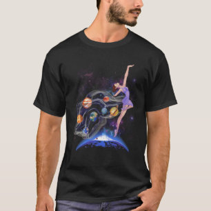 T-shirt Cute Ballerina Girl Space Astronaut Ballet Dancer