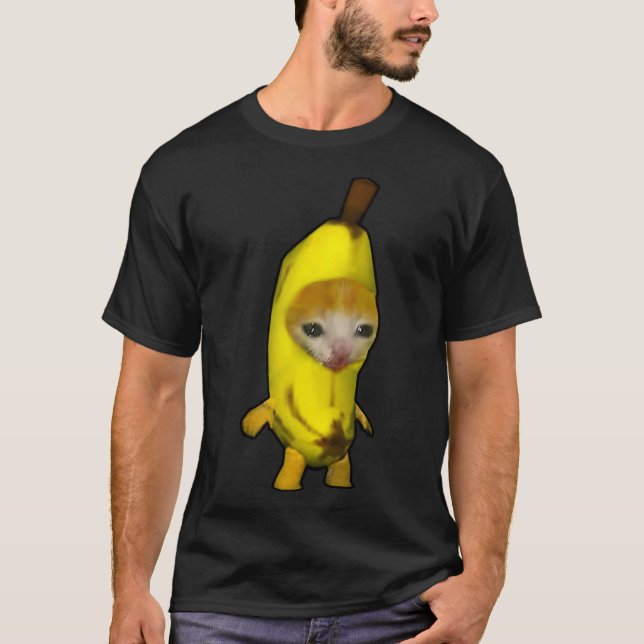 T-shirt Cute Banana Chat Happy Bananacat Mème Kitty Chat L (Devant)