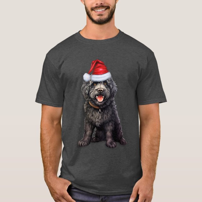 T-shirt Cute Barbet Amoureux des chiens noir Funny Noël (Devant)