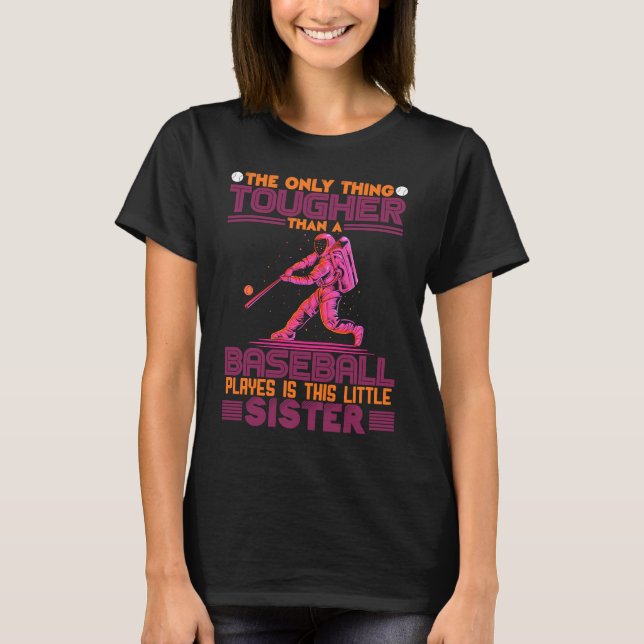 T-shirt Cute Baseball Sister Little Sister Of A Baseball P (Devant)