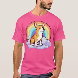 T-shirt Cute Basenji Rainbow Cloud Kawaii Chien Heureux Ch