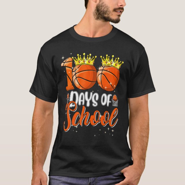 T-shirt Cute Basketball 100 Days Of School Teacher Happy 1 (Devant)