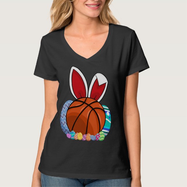 T-shirt Cute Basketball Easter Egg Bunny  For Kids Boys To (Devant)
