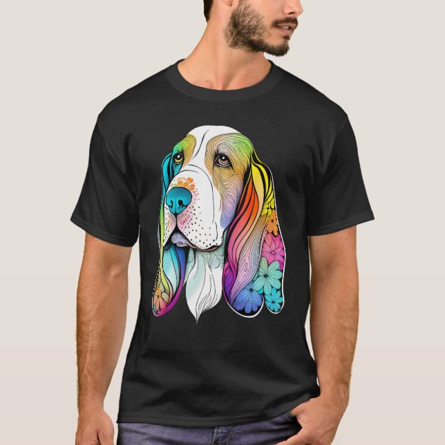 T-shirt Cute Basset Hound Dog on Basset Hound (Devant)