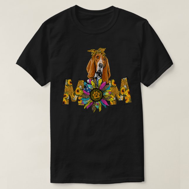 T-shirt Cute Basset Hound Mom Sunflower Dog Mom Mother's D (Design devant)