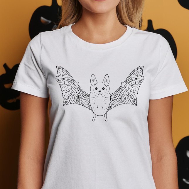 T-shirt Cute Bat Ligne minimale Art Halloween (Disclaimer: This image is a digital mockup.)