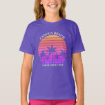 T-shirt Cute Beach Trier Palm Tree Custom Purple Kids<br><div class="desc">Cool jumelé vacances en famille t-shirts pour enfants violets pour porter sur une croisière sur l'île ou sur un voyage de filles. De beaux palmiers devant un joli coucher de soleil rose sur des tee - shirts violets. Parfait tee - shirt sur mesure pour votre séjour d'été à la mer....</div>