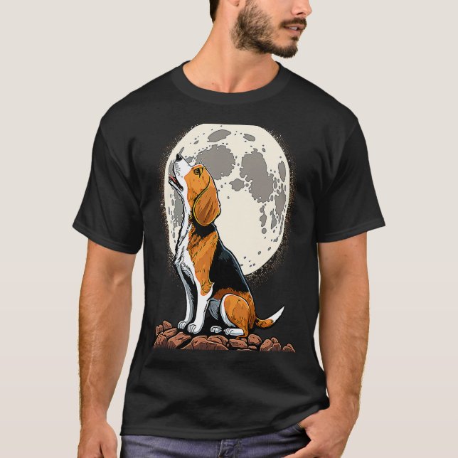 T-shirt Cute Beagle Howling at the Moon  Beagle Mom (Devant)