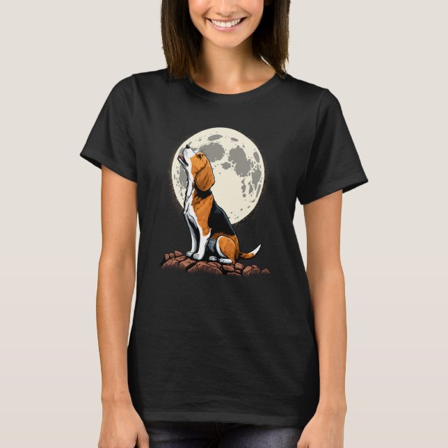 T-shirt Cute Beagle Howling at the Moon Beagle Mom (Devant)