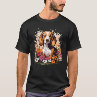 T-shirt Cute Beagle Spring Flower Garden Beautiful Nature 
