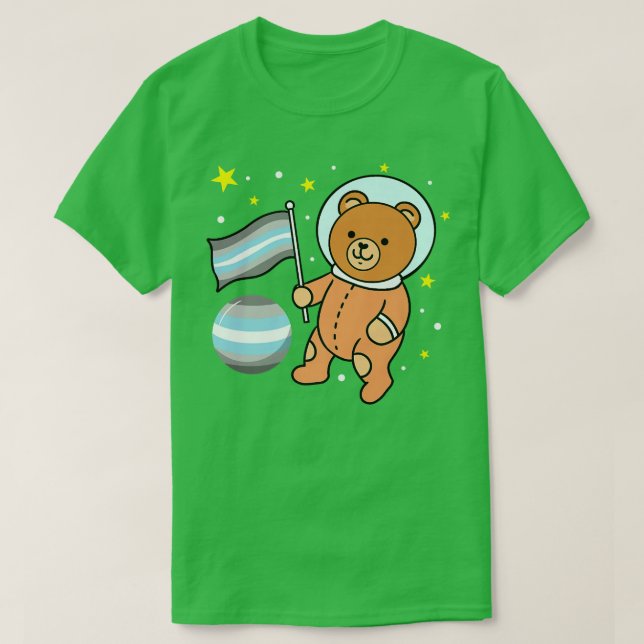 T-shirt Cute Bear Astronaut Demiboy Pride Premium535 (Design devant)