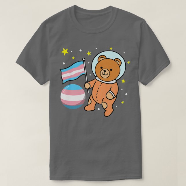T-shirt Cute Bear Astronaut Trans Pride  (Design devant)