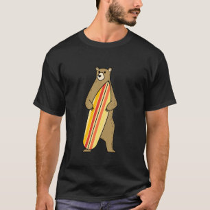 T-shirt Cute Bear Surf Board Funny Surf Pour Hommes Femmes