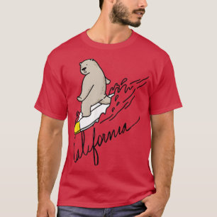 T-shirt Cute Bear Surfing The California Bear State flag C