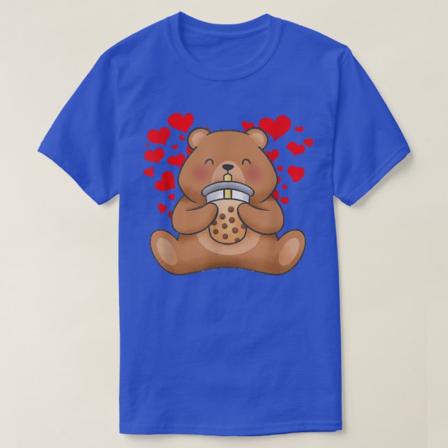 T-shirt Cute Bear Tea Bubble Tea Anime Japonaise Fille Ado (Design devant)