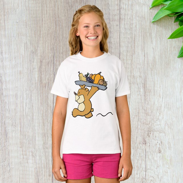 T-shirt Cute Bear transportant une cueillette festive Plat (Créateur téléchargé)