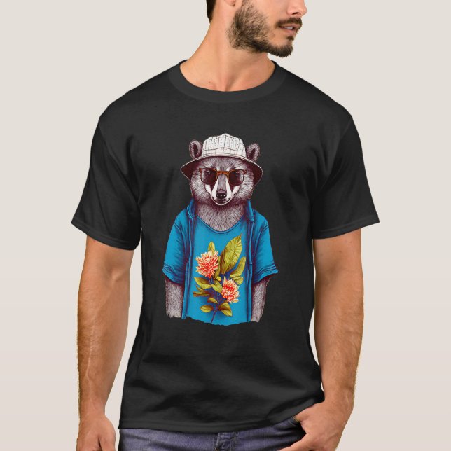 T-shirt Cute Bear Wearing A Hat Shirt And Sunglasses - Fun (Devant)