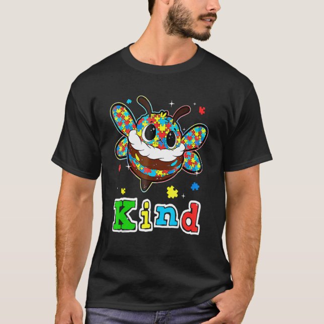 T-shirt Cute Bee Kind Puzzle Autism Piece Autisme  (Devant)