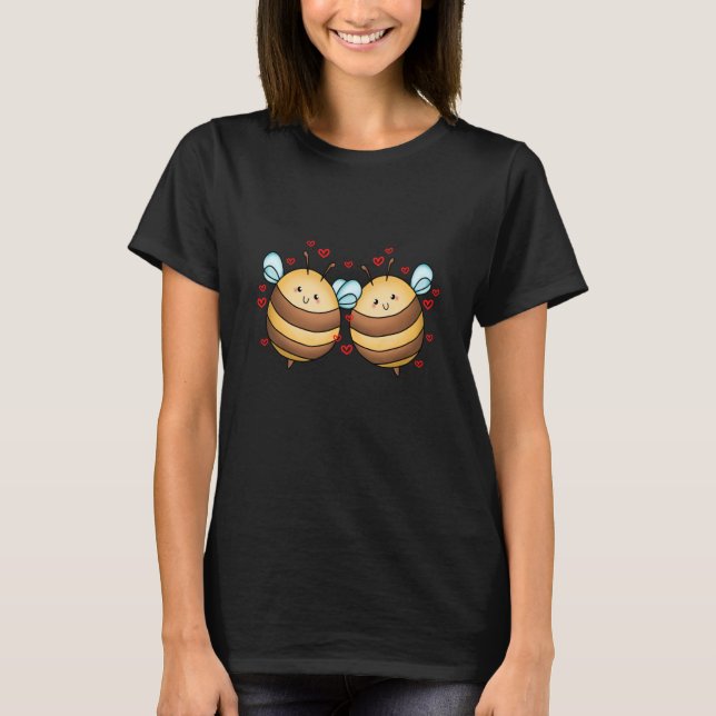 T-shirt Cute Bees Valentines Day Matching Couple Bees (Devant)