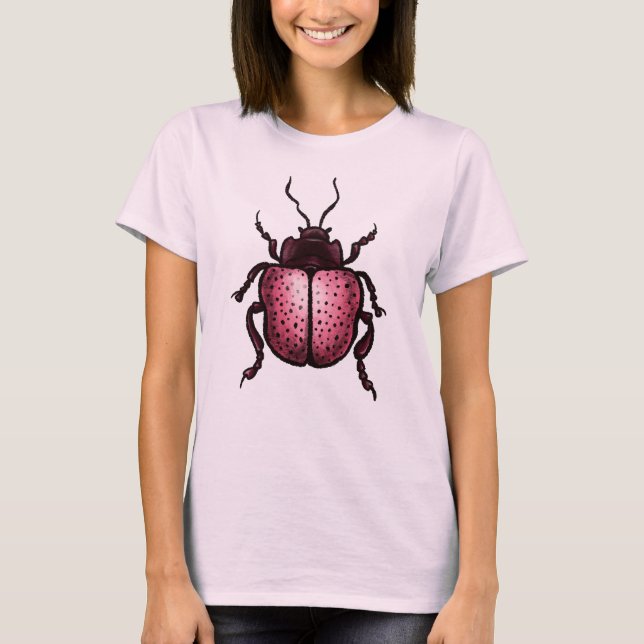 T-shirt Cute Beetle Insect Lover rose (Devant)