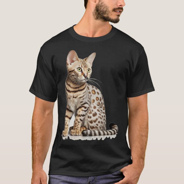 T-shirt Cute Bengal Cat with classic (Devant)