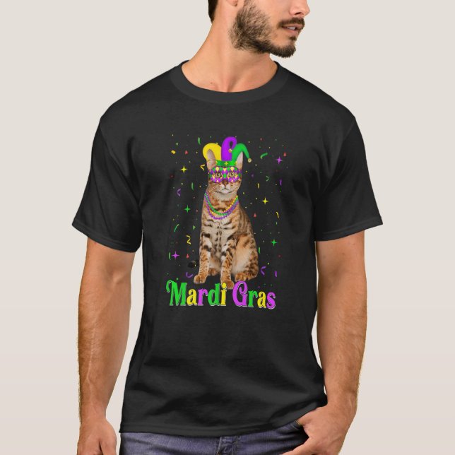 T-shirt Cute Bengale Chat Drôle Animaux Amoureux Mardi Gra (Devant)