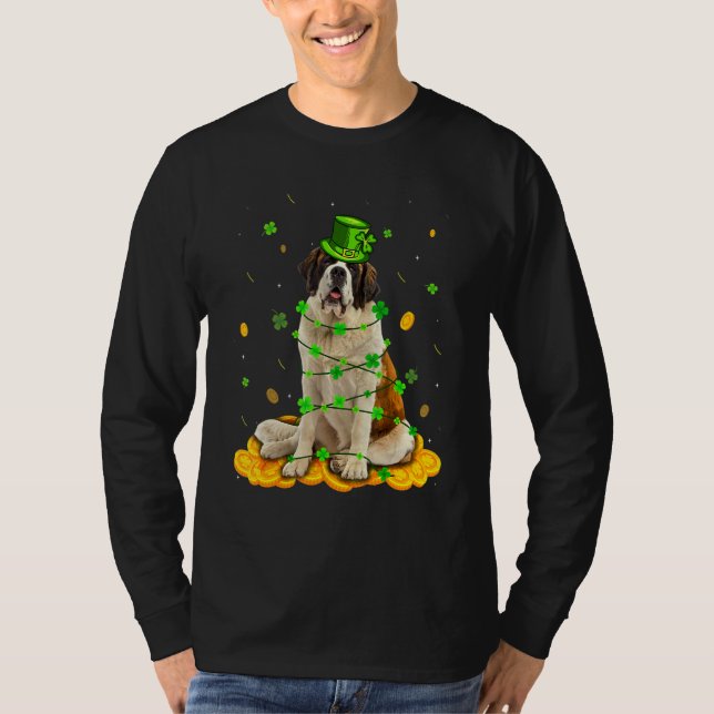 T-shirt Cute Bernard Dog Jour de la Saint Patrick Shamrock (Devant)
