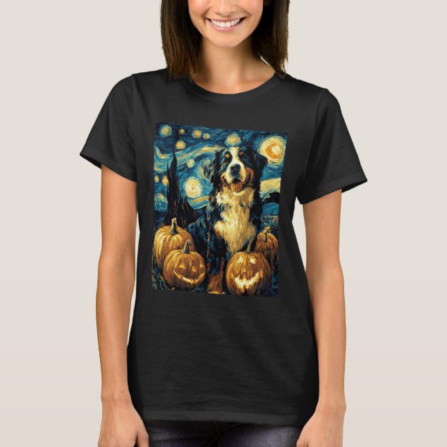 T-shirt Cute Bernese mountain Dog Halloween Jack O Lantern (Devant)