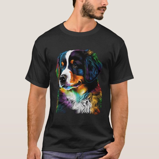 T-shirt Cute Bernese Mountain Dog Puppy  Unique Artistic (Devant)