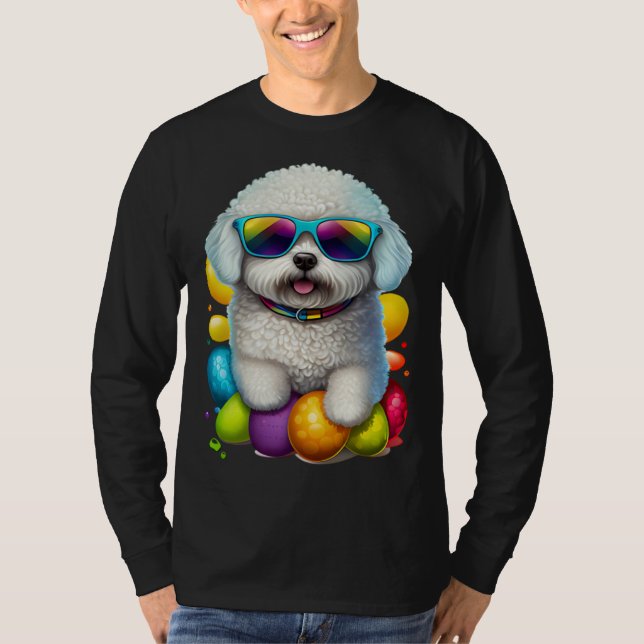 T-shirt Cute Bichon Frise Easter Eggs Dog Costume Womens M (Devant)