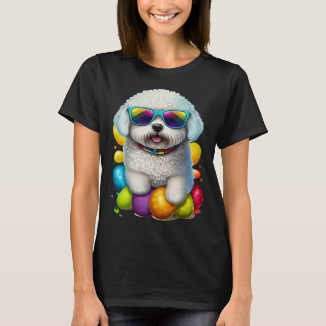 T-shirt Cute Bichon Frise Easter Eggs Dog Costume Womens M (Devant)