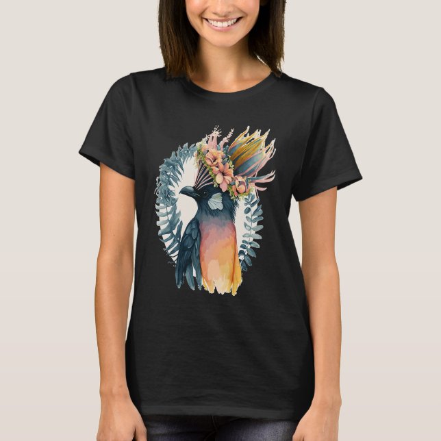 T-shirt Cute Bird Of Paradise Bird Flower Crown Pet Birds  (Devant)