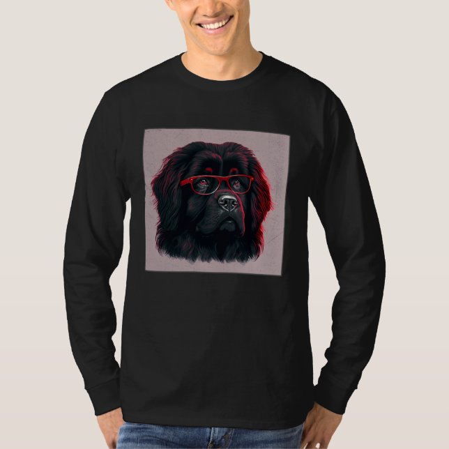 T-shirt Cute Black Dog Illustration Glasses Friendly Women (Devant)