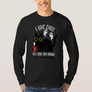 T-shirt Cute Black Kitty Aiguille Avec Fantômes Black Magi