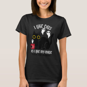 T-shirt Cute Black Kitty Witchy Avec Fantômes Black Magic