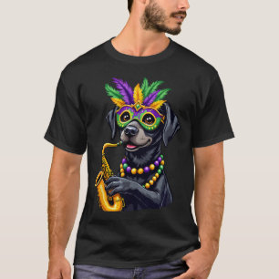 T-shirt Cute Black Labrador Retriever Jouer Saxophone Ma