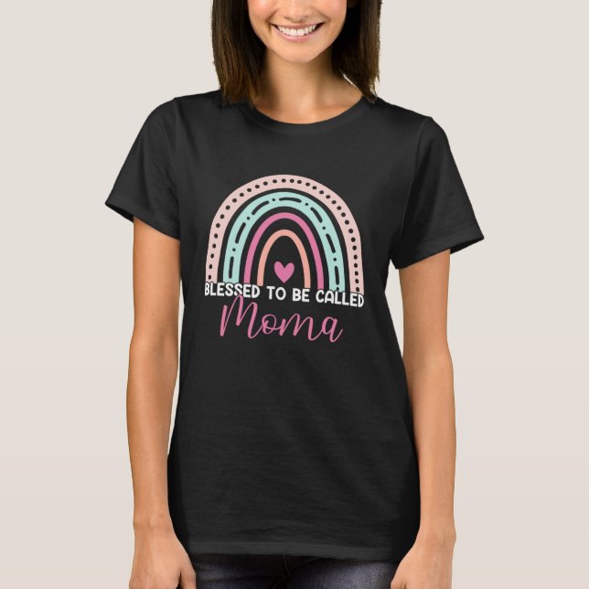 T-shirt Cute Blessed To Be Called Moma Rainbow Mom Grandma (Devant)