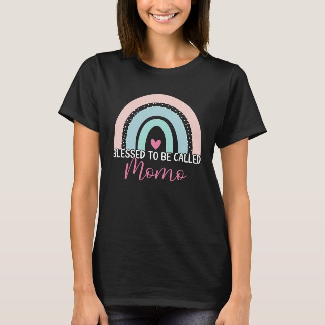 T-shirt Cute Blessed To Be Called Momo Boho Rainbow Mom Gr (Devant)
