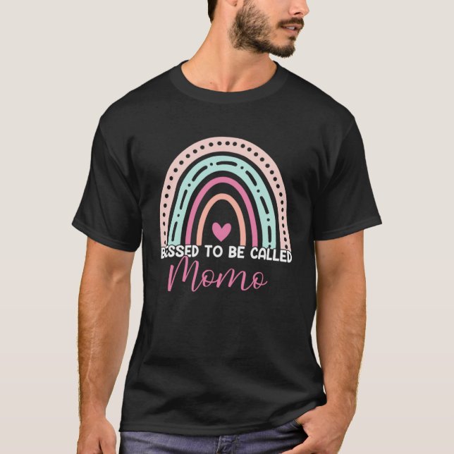 T-shirt Cute Blessed To Be Called Momo Rainbow Mom Grandma (Devant)