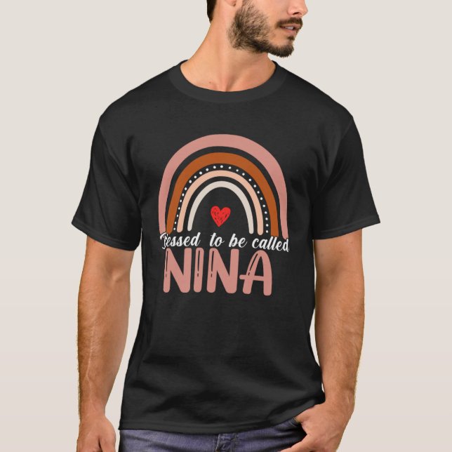 T-shirt Cute Blessed To Be Called Nina Rainbow Women Mothe (Devant)