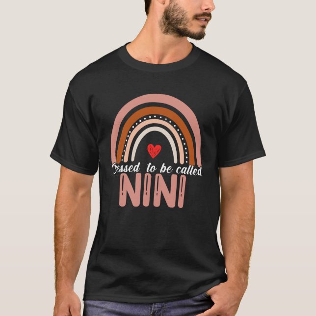 T-shirt Cute Blessed To Be Called Nini Rainbow Women Mothe (Devant)