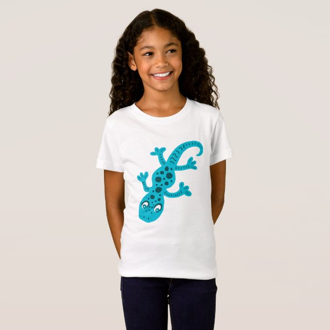 T-Shirt Cute Bleu Lizard Gecko Enfants (Devant entier)