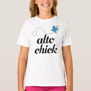 T-shirt Cute Blue Butterfly Music Alto Chick Gift