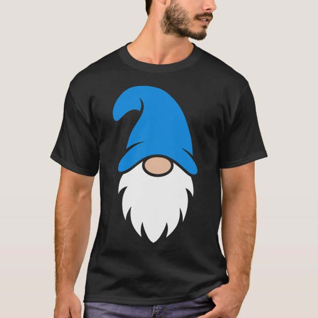 T-shirt Cute Blue Hat Christmas Gnome (Devant)