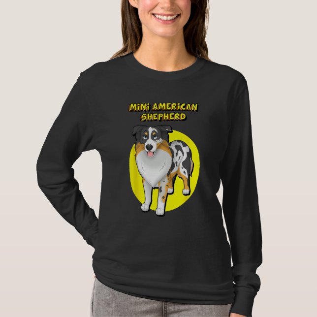 T-shirt Cute Blue Merle Mini American Shepherd Blue Eyes (Devant)