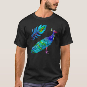 T-shirt Cute Blue Peacock Cute Birds Animal Graphisme