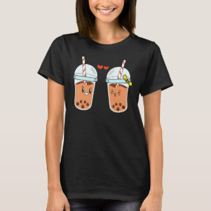 T-shirt Cute Boba Bubble Milk Tea Couple pour la Saint-Val