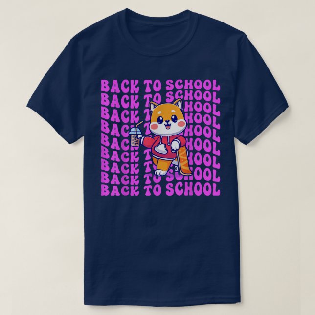 T-shirt Cute Boba Tea Retour À L'École Joyeux Premier Jour (Design devant)